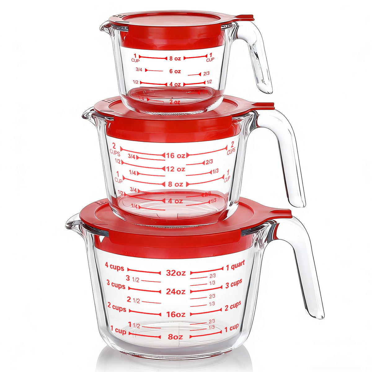 Conjunto M MCIRCO de tazas medidoras de vidrio con tapas para almacenar sin olores
