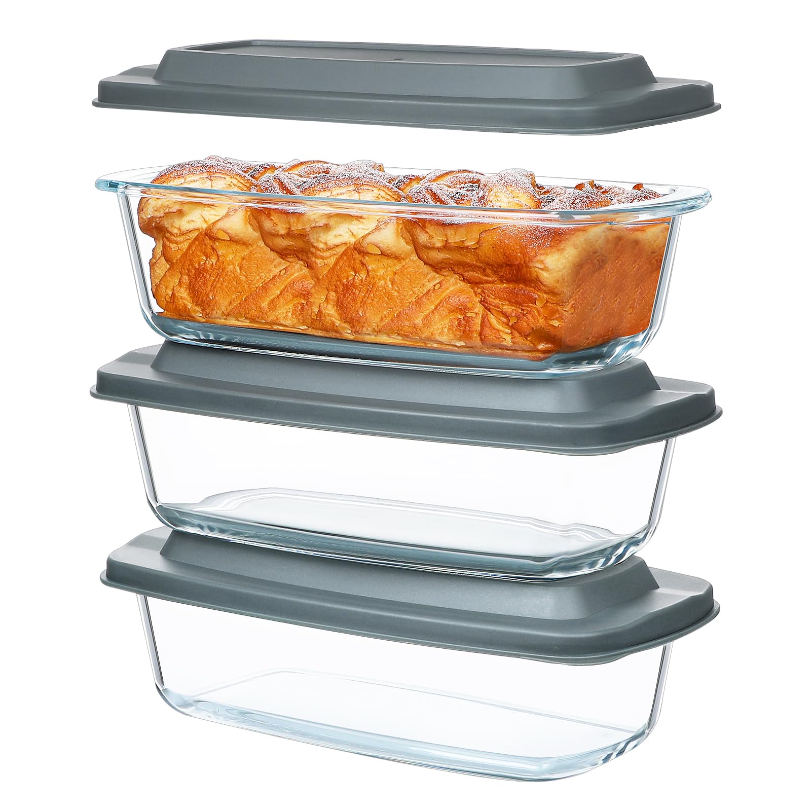 M MCIRCO pan de horno de vidrio borosilicato, 1800 ml, ideal para hornear y servir.