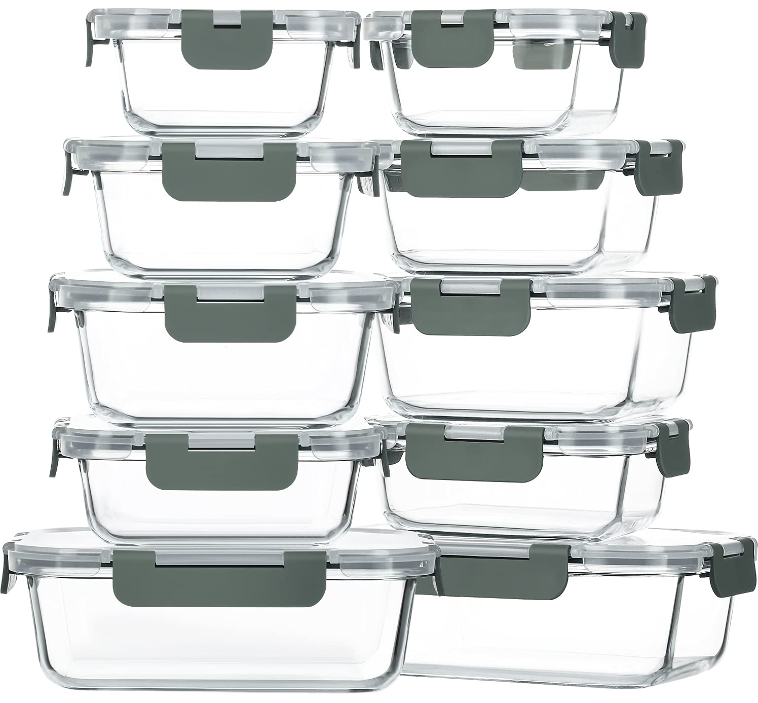 Conjunto de vidrio M MCIRCO de 10 recipientes con tapas, ideal para porciones.