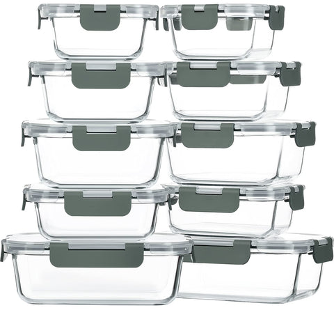Conjunto de vidrio M MCIRCO de 10 recipientes con tapas, ideal para porciones.