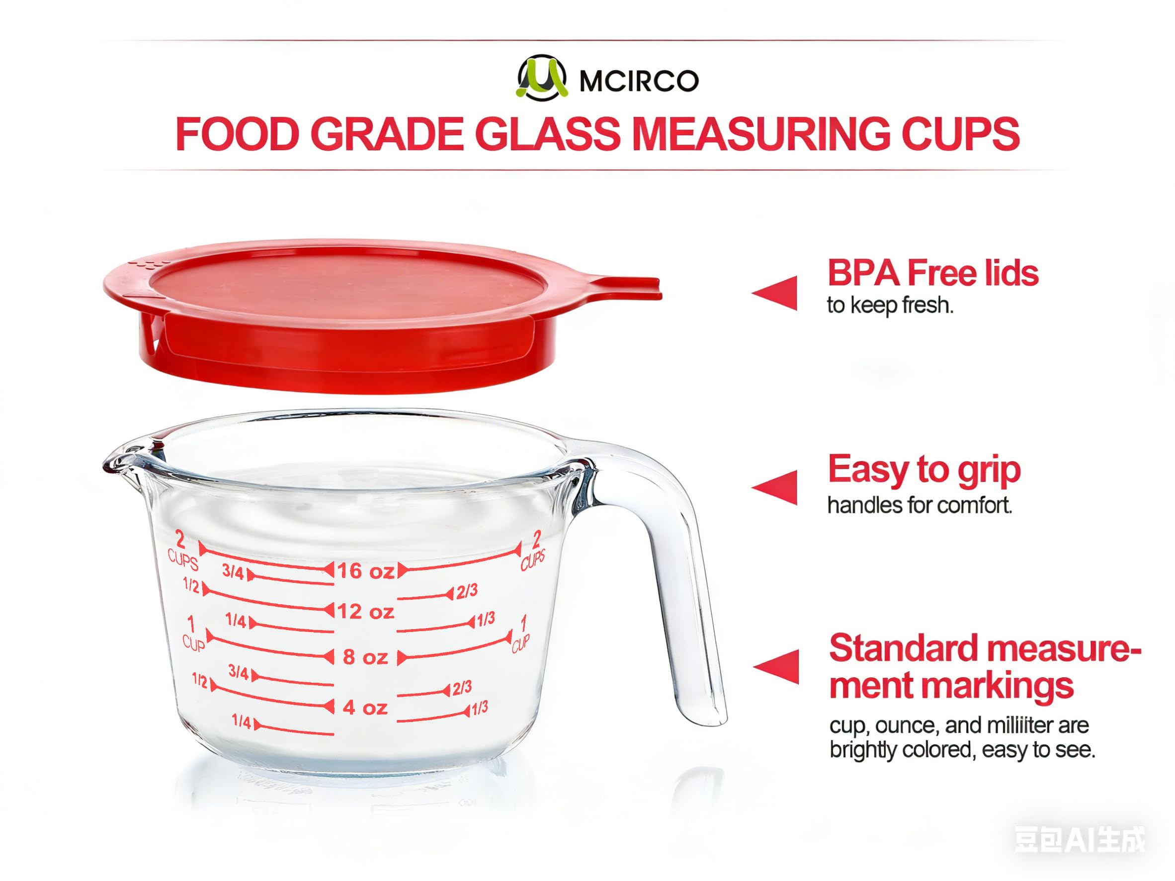 Taza 2-tazas-500ml de M MCIRCO con tapa para medir