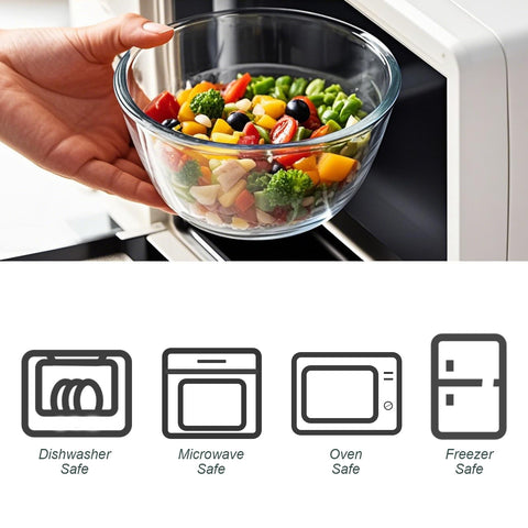 Ensaladera de vidrio M MCIRCO apilable sin tapa, ahorro de espacio
