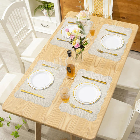 MABOZOO salvamanteles con borde festoneado y patrón floral para mesa elegante.