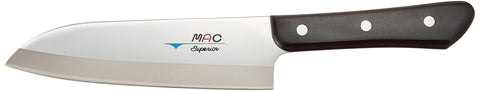 Mac Knife Santoku Superior, hoja de 2 mm para cortes limpios en frutas y verduras.