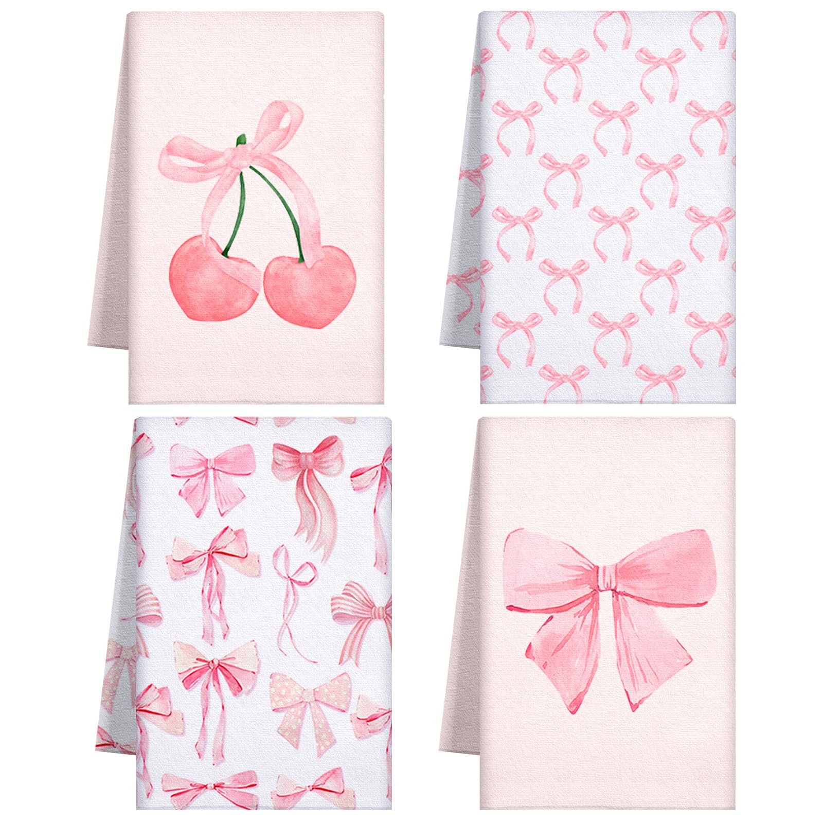 Macarrie toallas cocina lazo rosa 4 piezas 18x26 pulgadas absorbentes