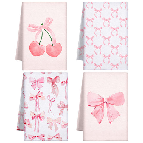 Macarrie toallas cocina lazo rosa 4 piezas 18x26 pulgadas absorbentes