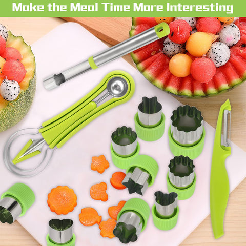 Machomby acero inoxidable, conjunto resistente para cortar y servir frutas.