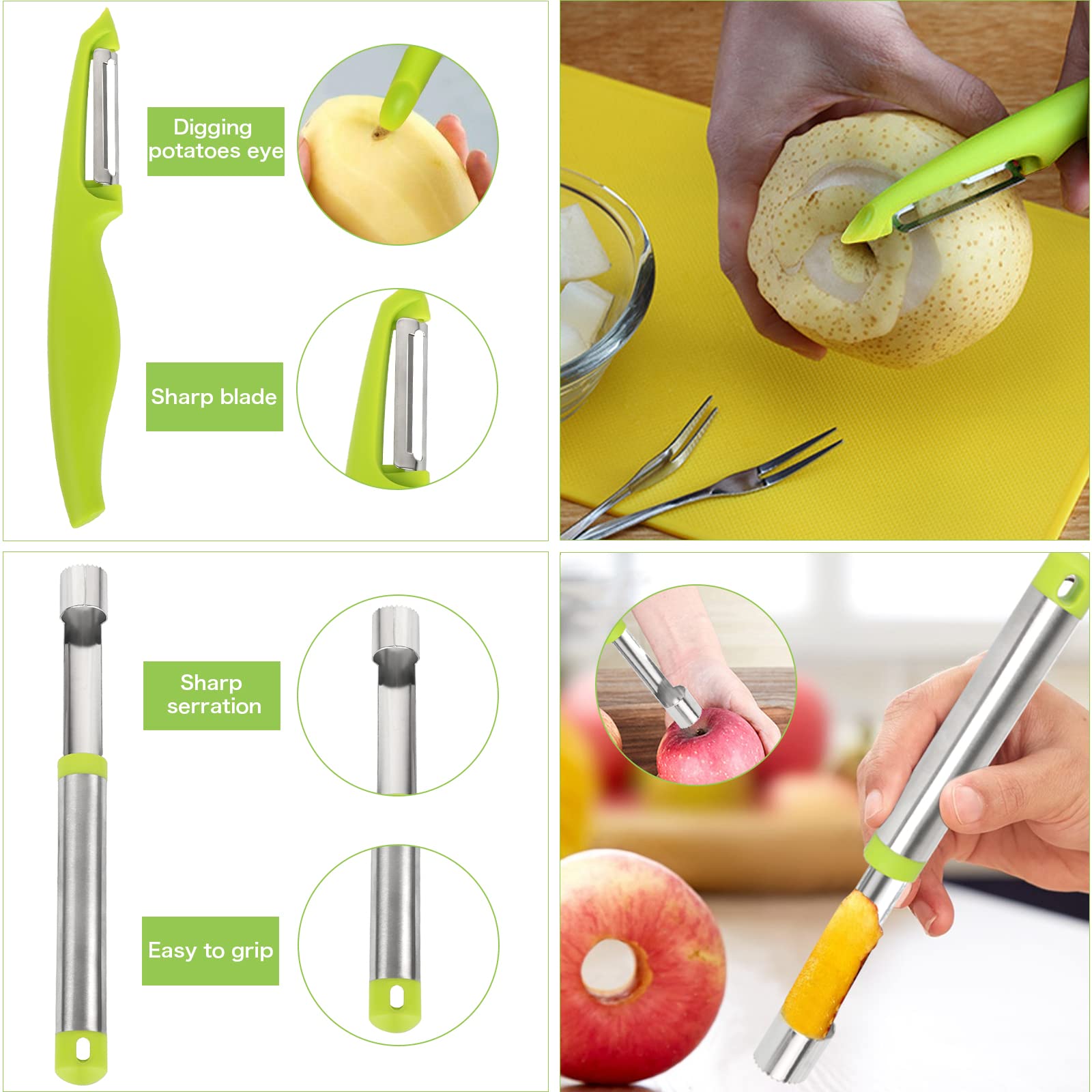 Machomby quita-corazones-fruta, elimina semillas con facilidad.