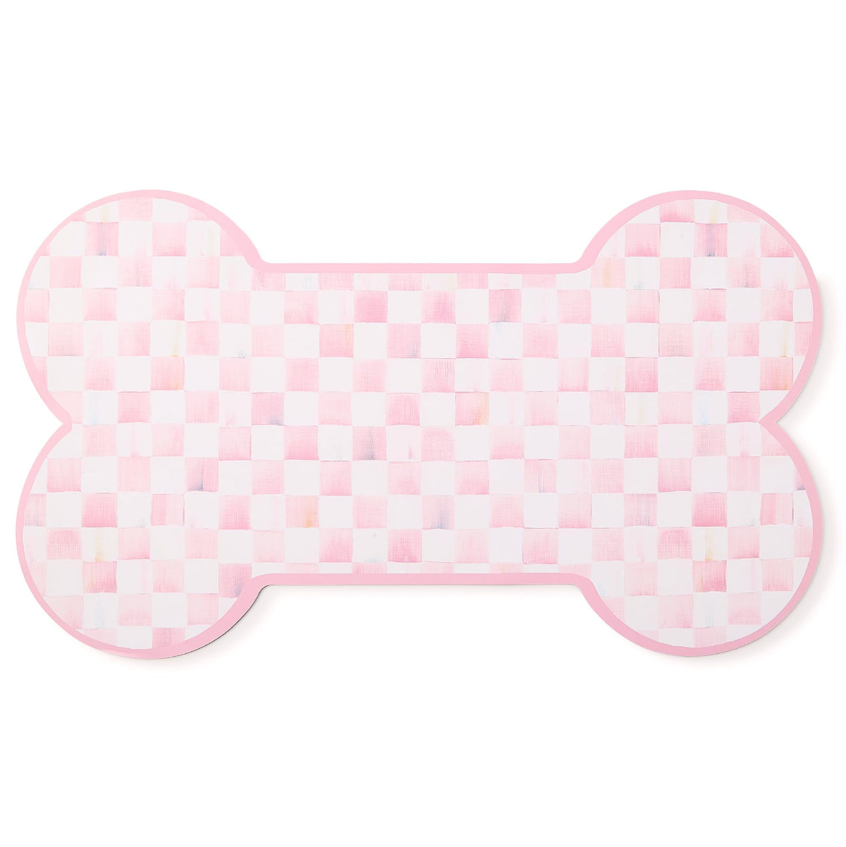 Alfombrilla para cuencos de MACKENZIE-CHILDS, rosado y blanco, protege el suelo durante las comidas.