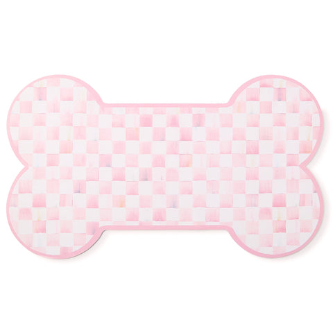 Alfombrilla para cuencos de MACKENZIE-CHILDS, rosado y blanco, protege el suelo durante las comidas.