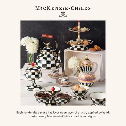 Mackenzie-Childs caja mantequera esmaltada, presentación regalo atractiva para cocinas modernas.
