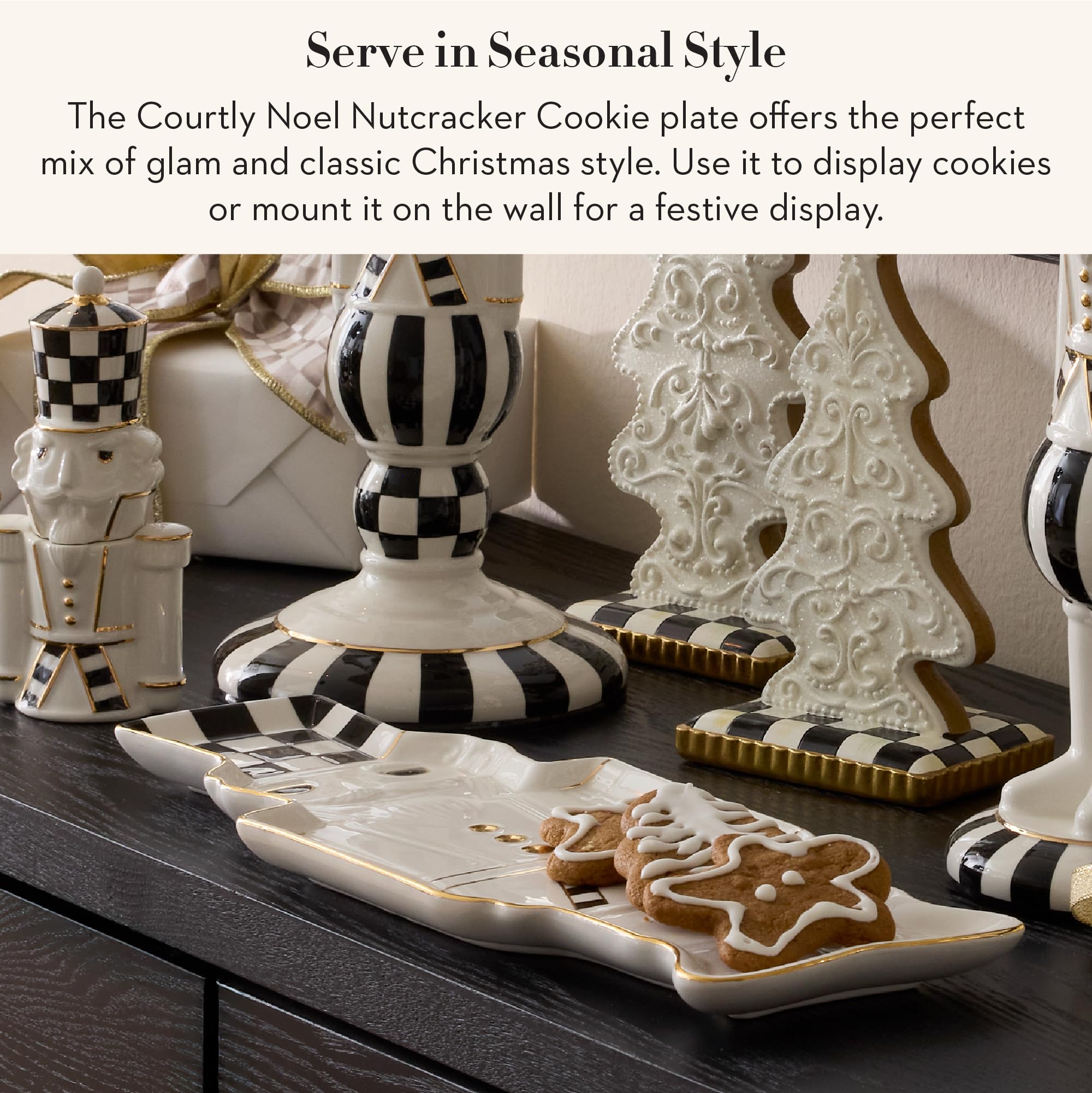 Cascanueces Courtly Noel de MACKENZIE-CHILDS, pieza central para la mesa festiva.