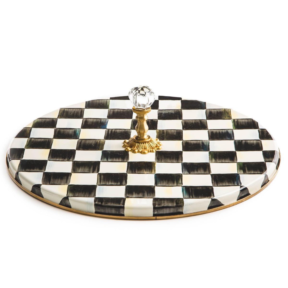 MACKENZIE-CHILDS Curso de Quesos, tablero charcutería con patrón Courtly Check, ideal para impresionar.