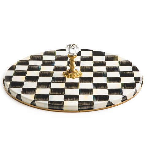 MACKENZIE-CHILDS Curso de Quesos, tablero charcutería con patrón Courtly Check, ideal para impresionar.