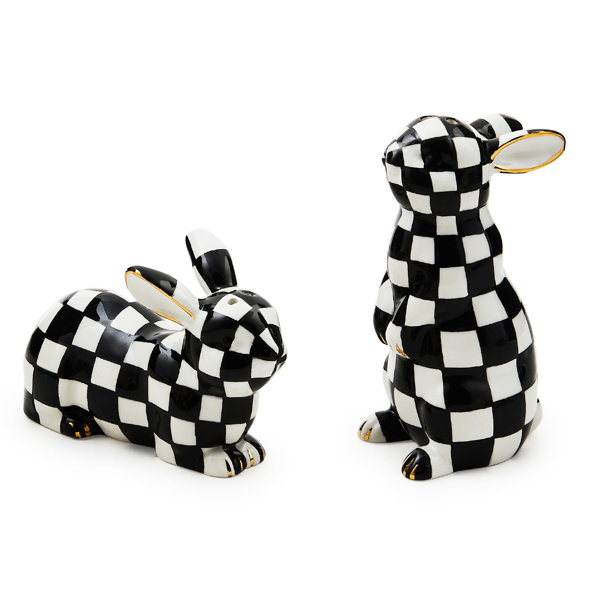 MACKENZIE-CHILDS conejo sal pimienta cerámico, juego decorativo para mesa.