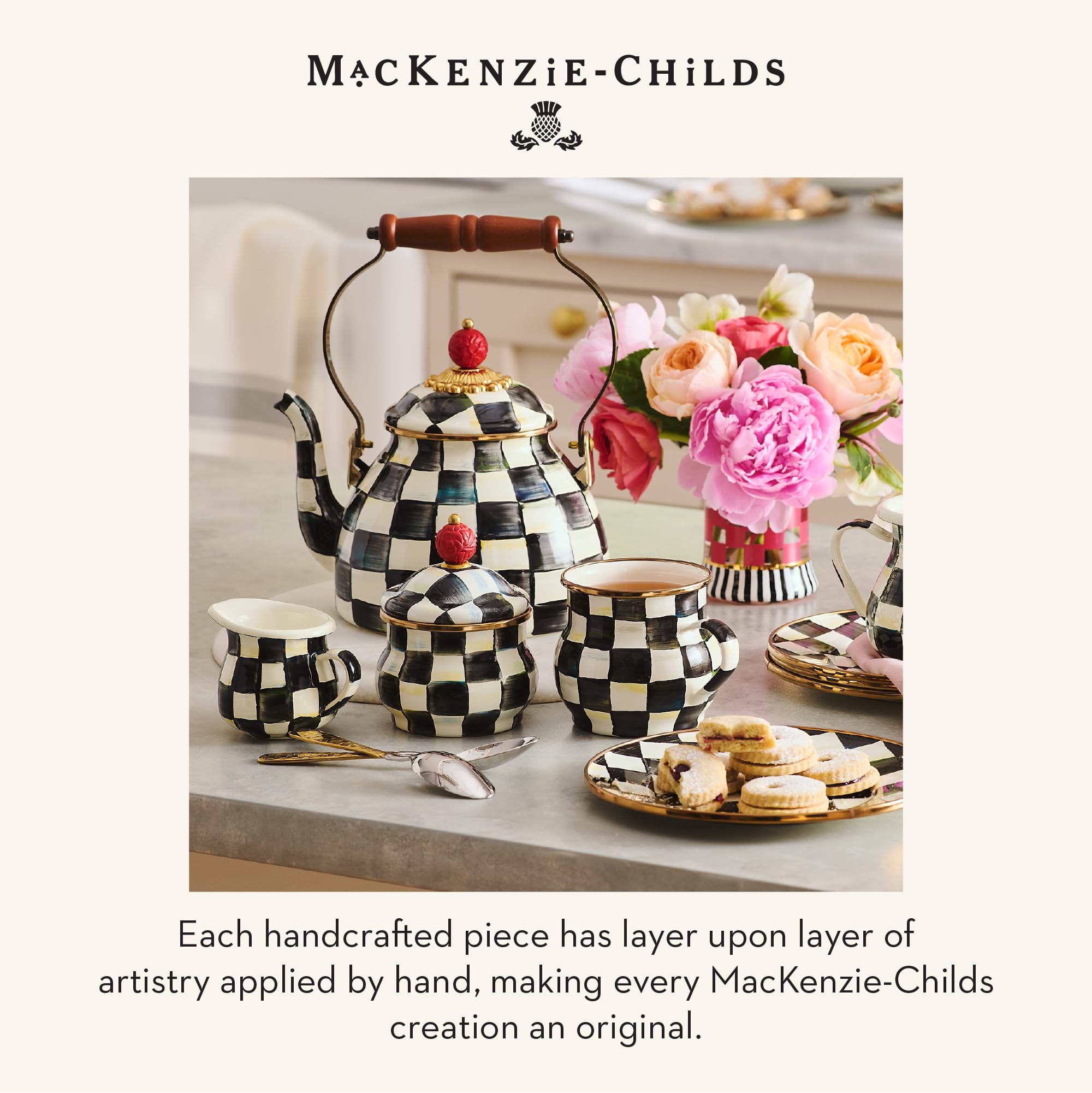 Conjunto de dos tablas MACKENZIE-CHILDS, regalo elegante para casa.