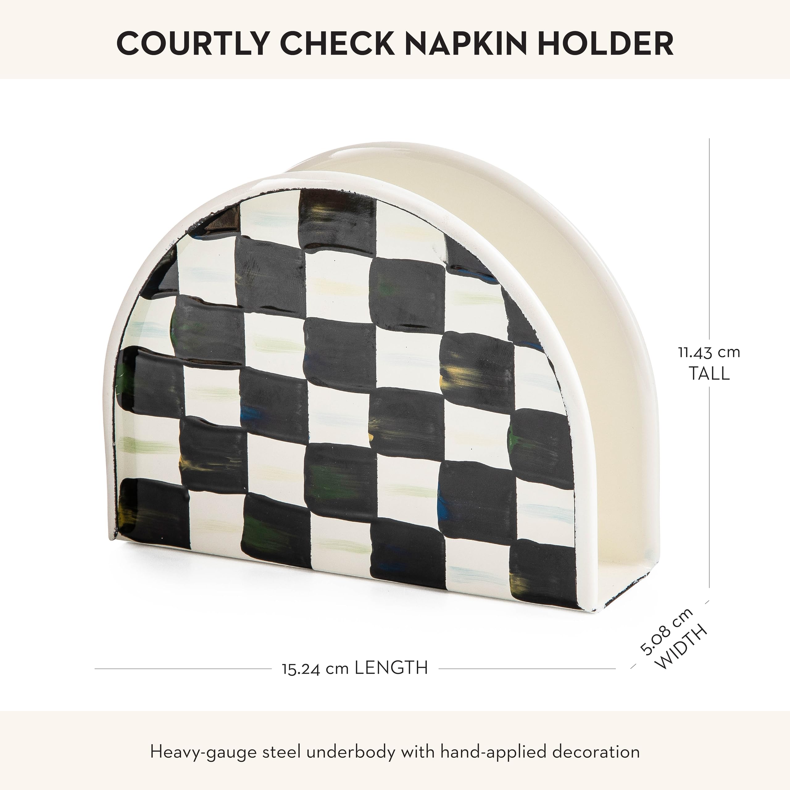 Enfoque de esmalte brillante negro y blanco Courtly Check, Mackenzie-Childs