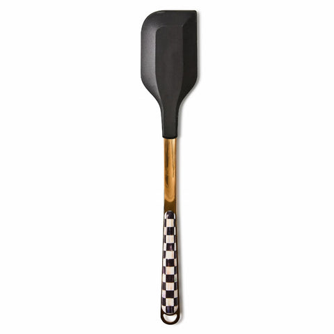 Espátula Mackenzie-Childs Courtly Check negro-blanco, ideal para hornear y batir.