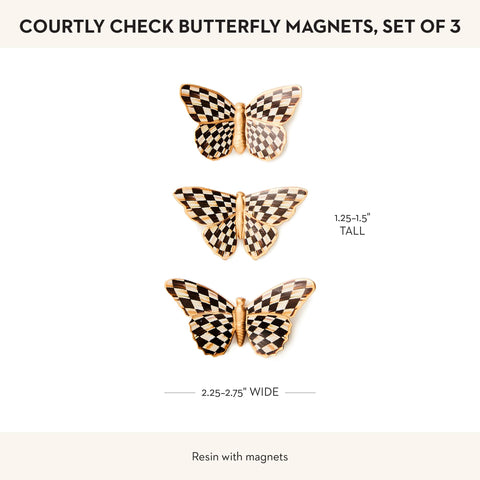 Conjunto de imanes Mackenzie-Childs, mariposa Courtly Check, perfecto para usos en cocina y oficina.