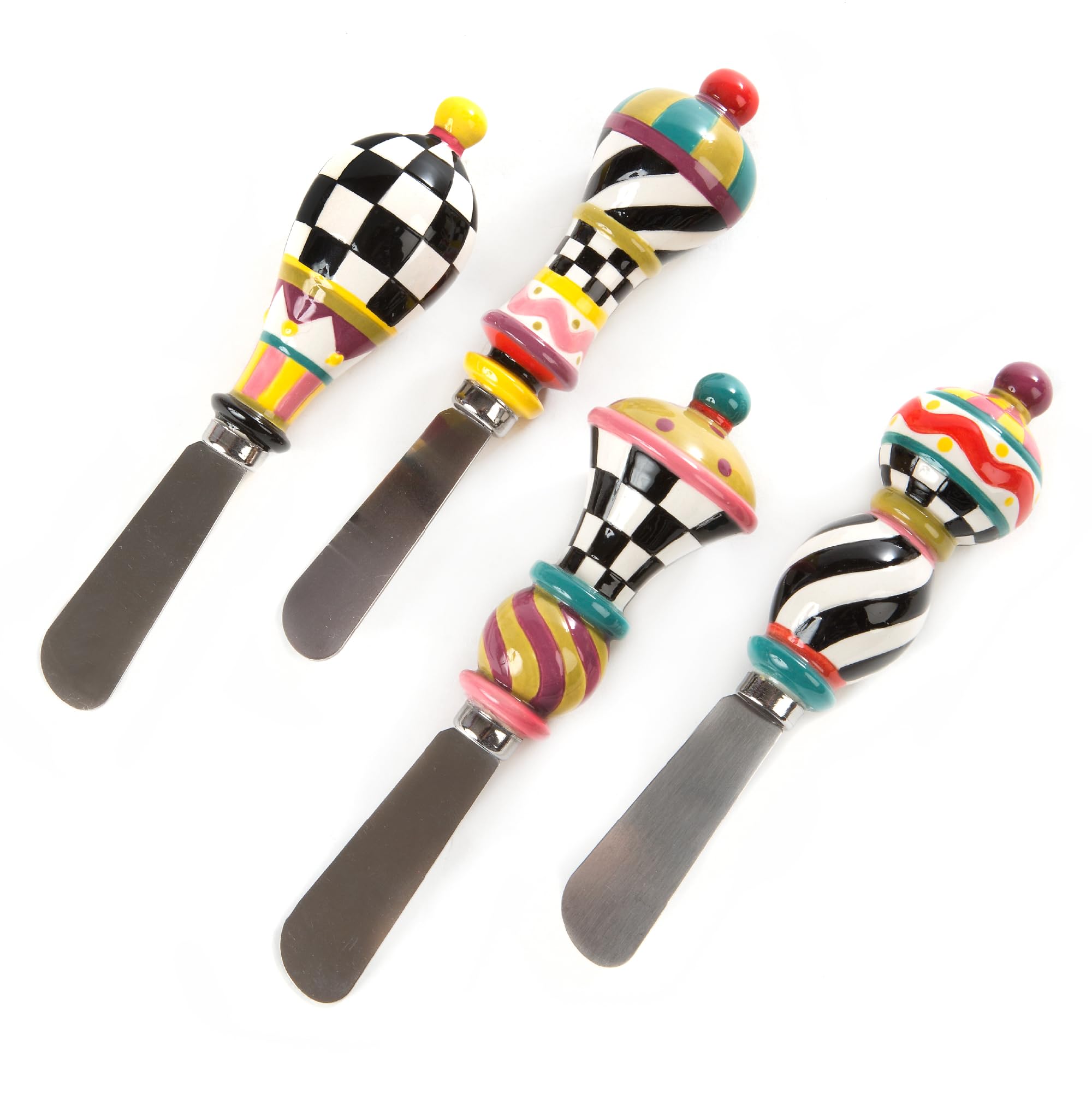 MACKENZIE-CHILDS Jubilee: cuchillos para canapés en acero inoxidable, ideales para untar y servir.