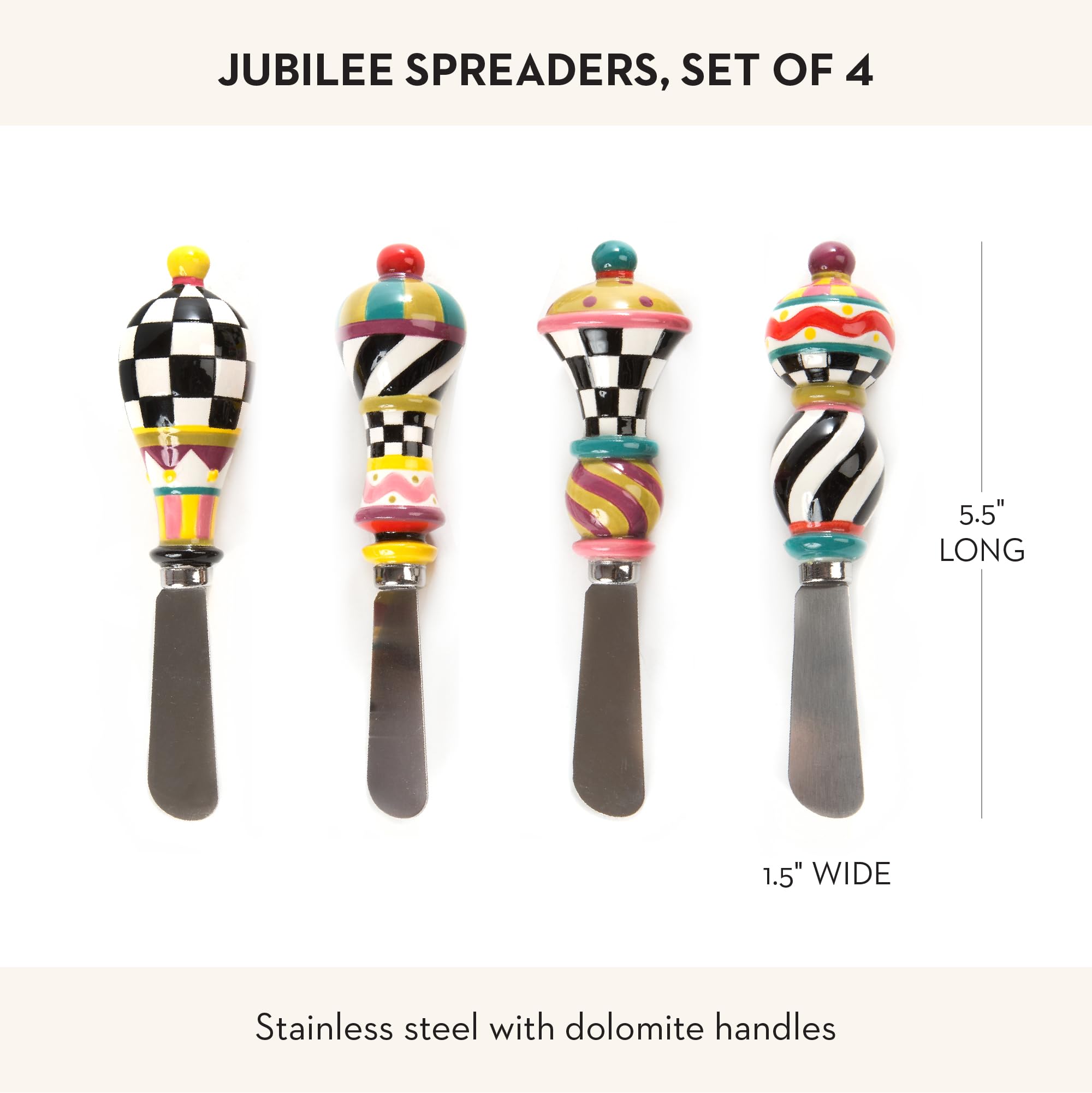 MACKENZIE-CHILDS Jubilee: cuchillos para quesos, diseño elegante para servir.