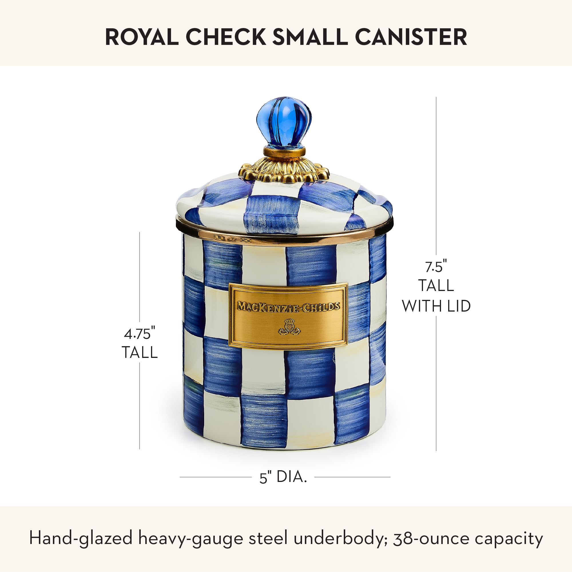 Lata esmaltada Mackenzie-Childs Royal Check, ideal para café en grano.