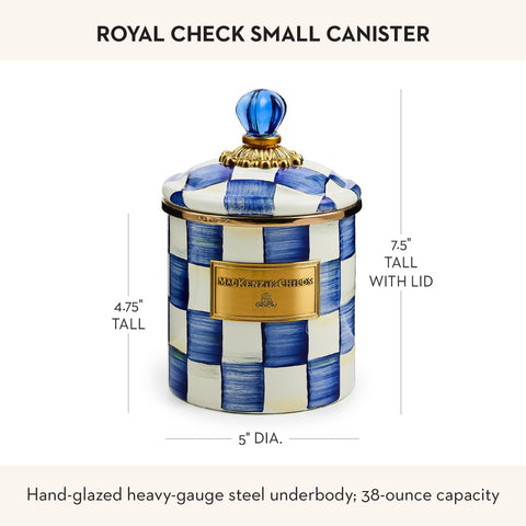 Lata esmaltada Mackenzie-Childs Royal Check, ideal para café en grano.