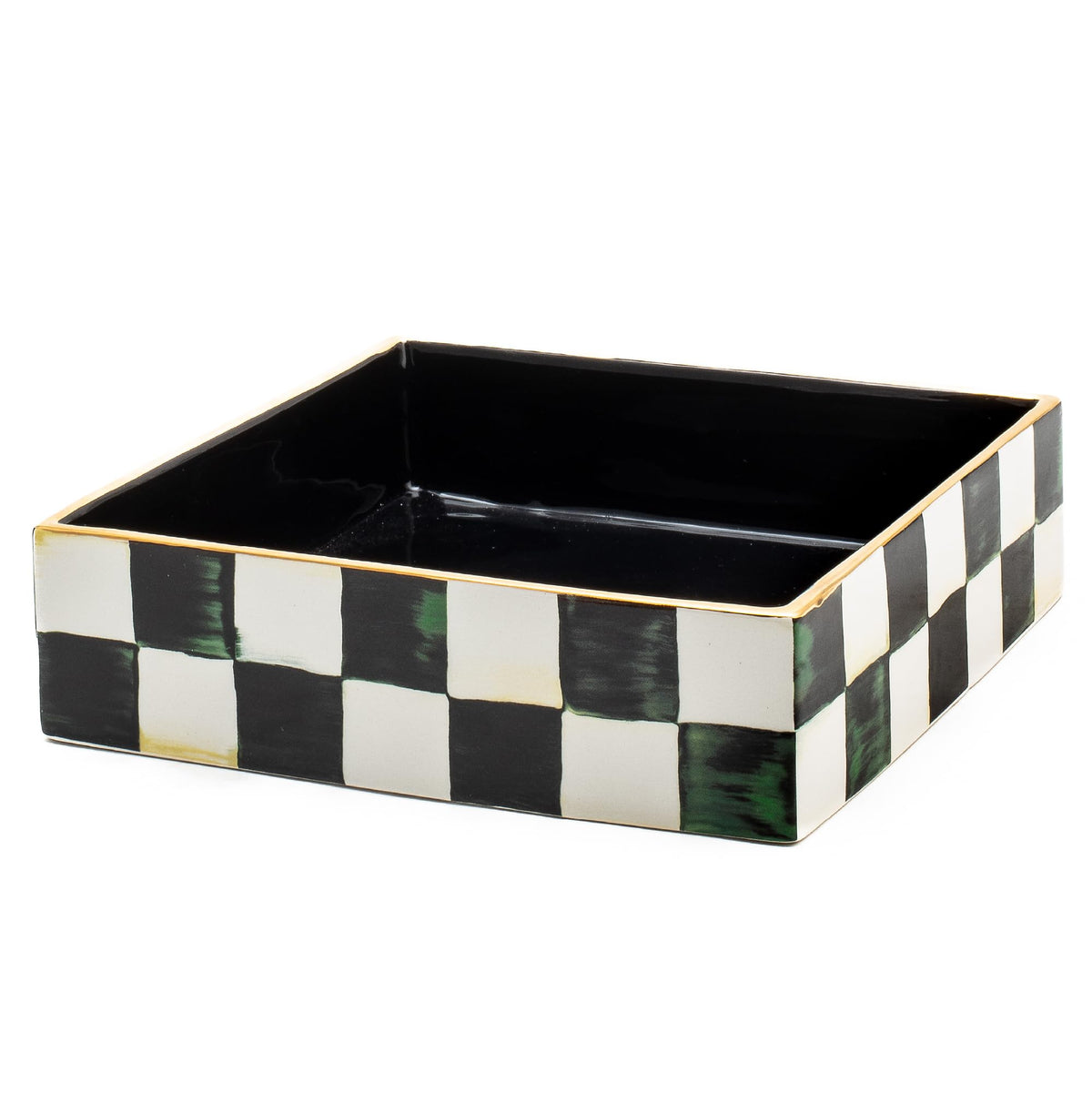 Porta-servilletas Mackenzie-Childs en Courtly Check negro blanco para mesa organizada.