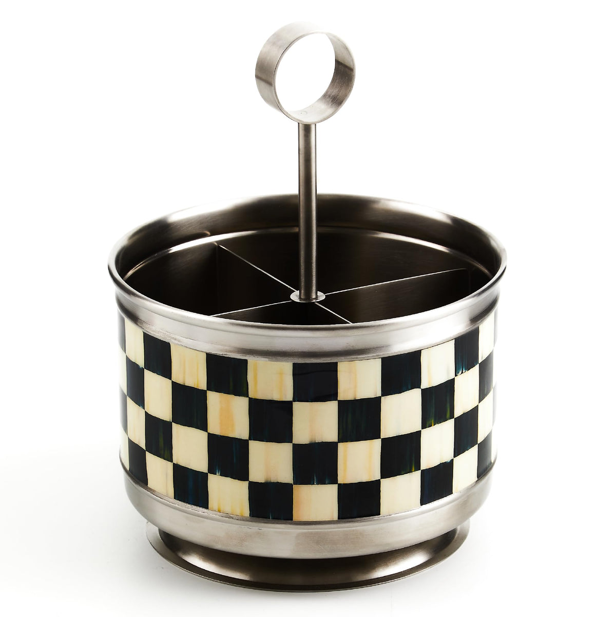 MACKENZIE-CHILDS portacubiertos Courtly Check Supper Club para ordenar cubiertos con estilo.