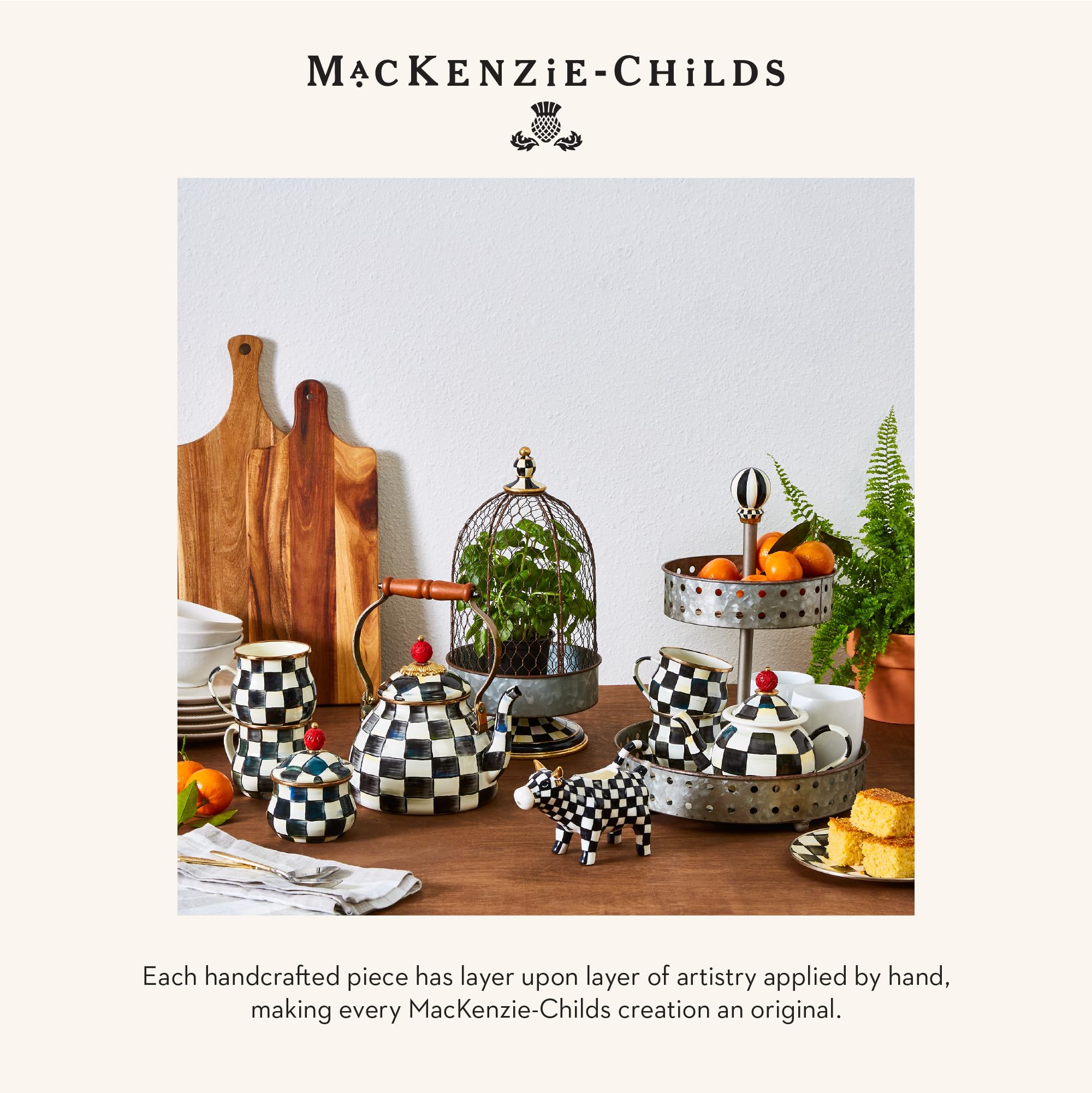 MACKENZIE-CHILDS Regalo perfecto para el hogar, combina con otros objetos Cow Creamery.