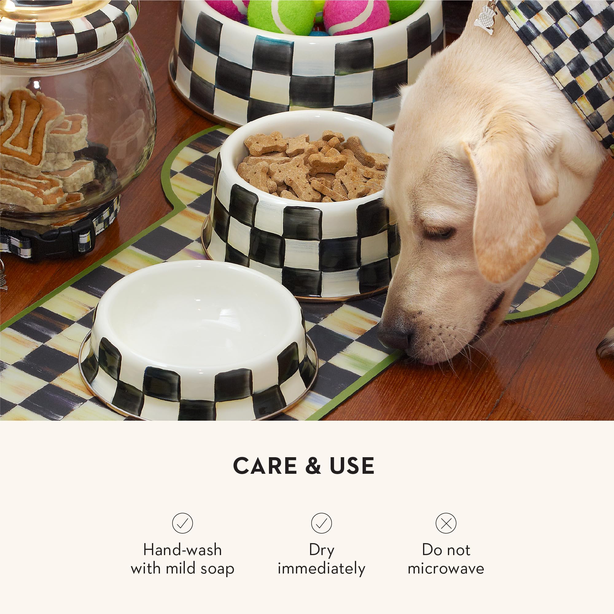 Tazon para mascotas uso interior y exterior con estilo courtly check.