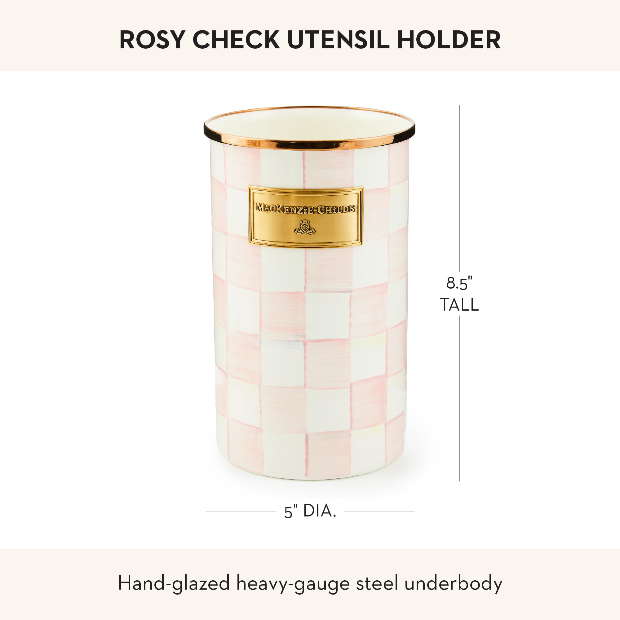 Portautensilios esmaltados Rosy Check, regalo especial para amantes de la decoración.