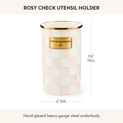 Portautensilios esmaltados Rosy Check, regalo especial para amantes de la decoración.