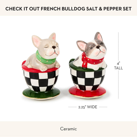 Regalo navideño de MacKenzie-Childs con bulldog francés y diseño cerámico.