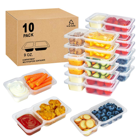MACTANO contenedores para snacks con doble compartimento, ideal para separar sabores.