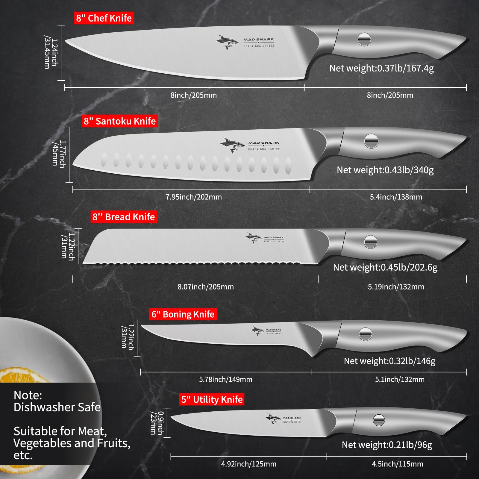 MAD SHARK cuchillo deshuesar de 6 pulgadas para preparar carnes con precisión.