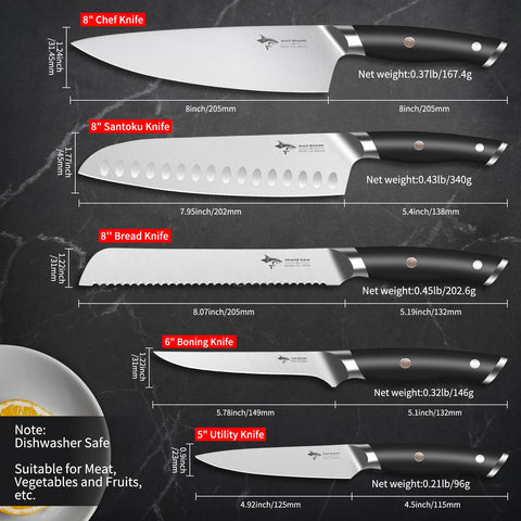 MAD SHARK cuchillo pan 8 pulgadas, trazo limpio para rebanadas uniformes