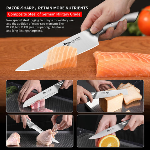 MAD SHARK cuchillo pan de 8 pulgadas para rebanadas uniformes.