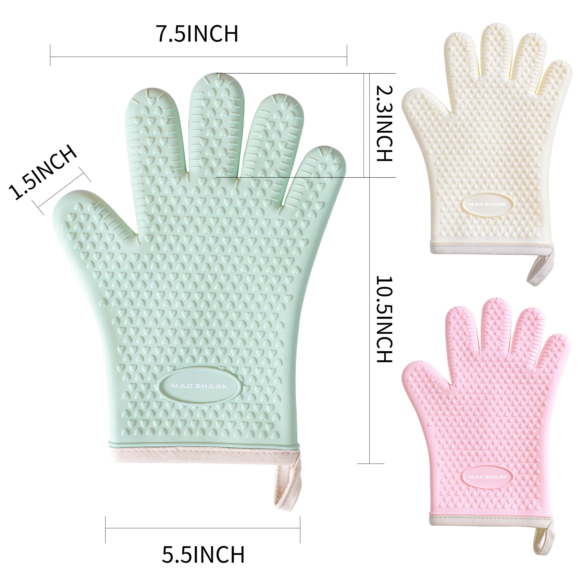 MAD SHARK guantes con gancho colgante para almacenamiento práctico en la cocina.