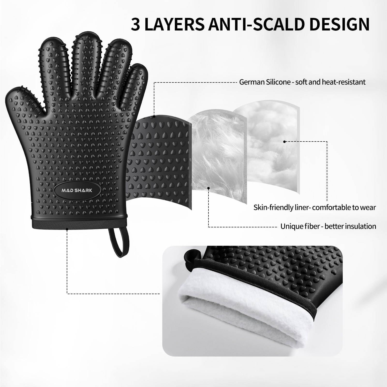 MAD SHARK guantes con forro de algodón para mayor comodidad.