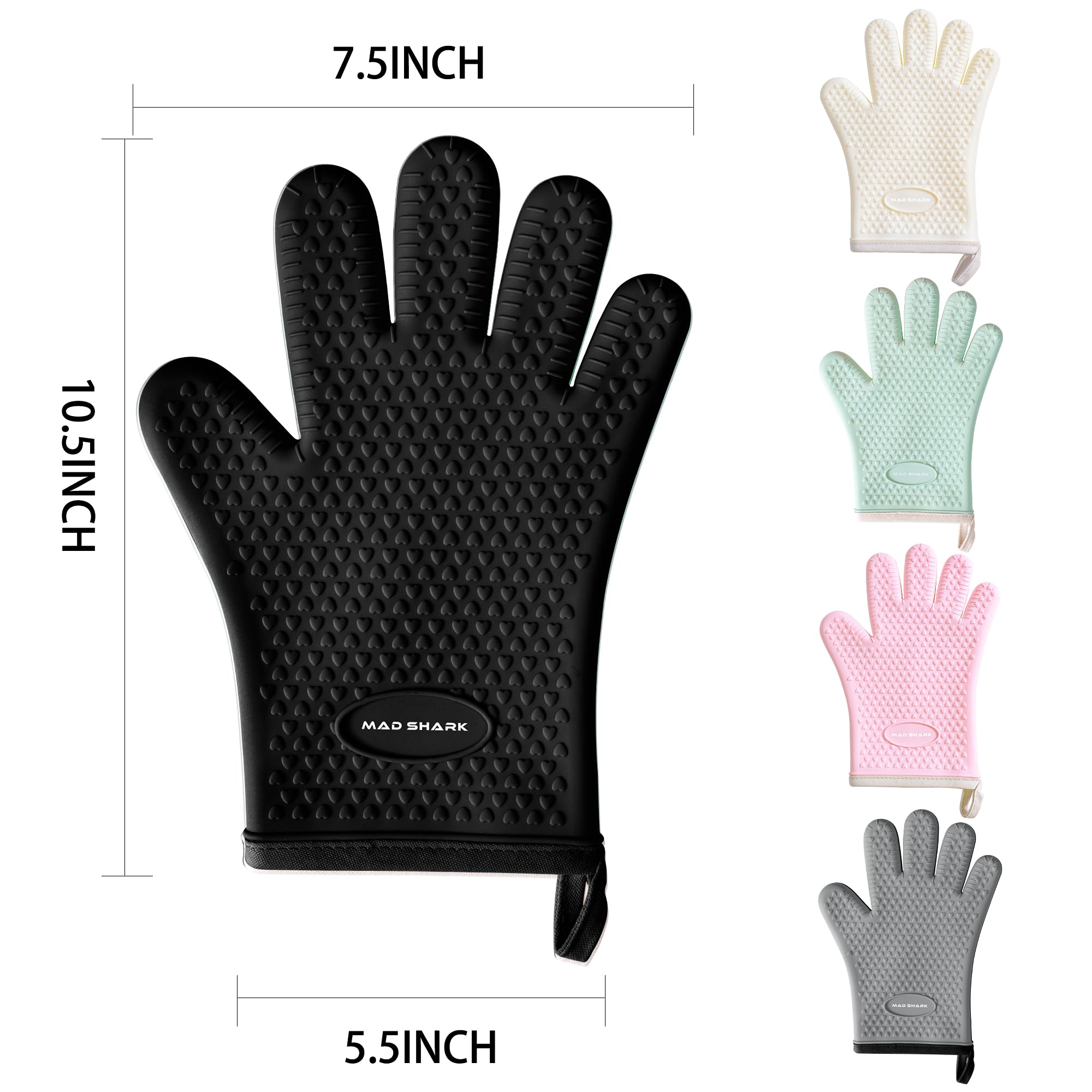 MAD SHARK guantes de silicona libres de BPA y aptos para alimentos.