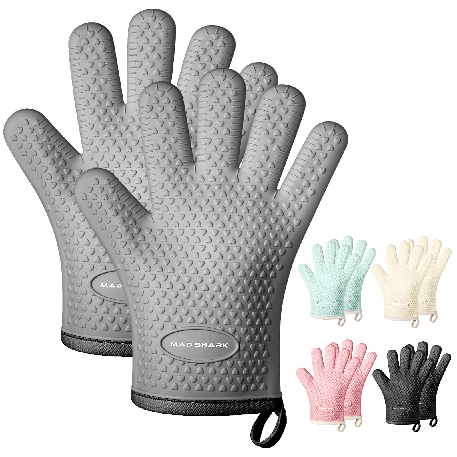 MAD SHARK guantes de silicona para horno, resistencia al calor hasta 230 °C para manipular utensilios.