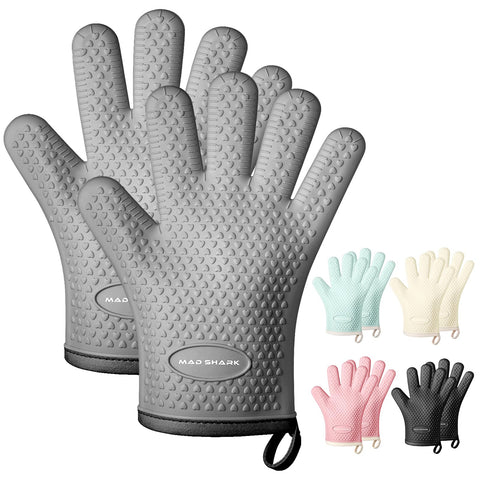 MAD SHARK guantes de silicona para horno, resistencia al calor hasta 230 °C para manipular utensilios.