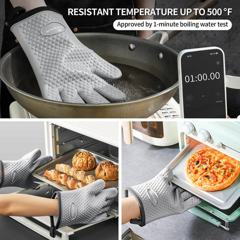 MAD SHARK guantes con dedos, silicona antideslizante para un agarre seguro al cocinar.