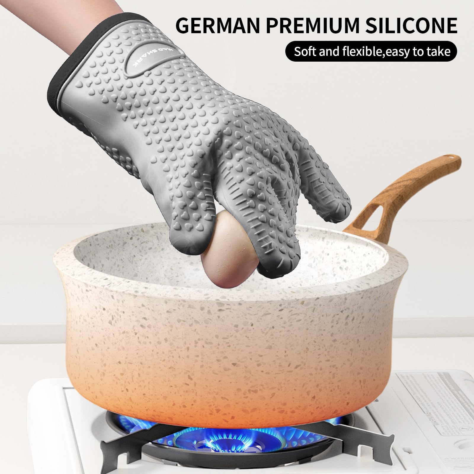 MAD SHARK guantes de silicona impermeables, ideales para uso en cocina y limpieza.