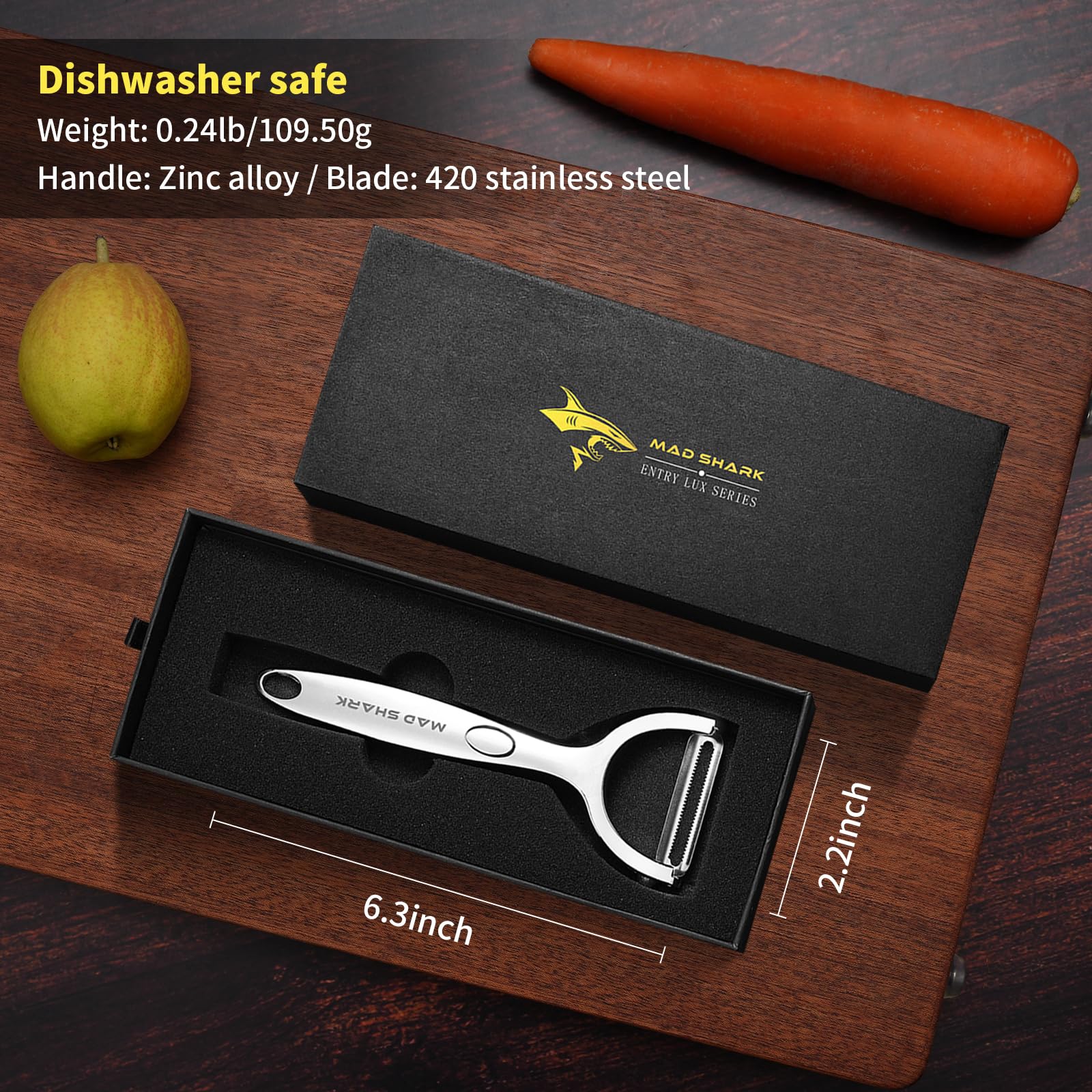 MAD SHARK Pelador con empaque-regalo exquisito para regalar.
