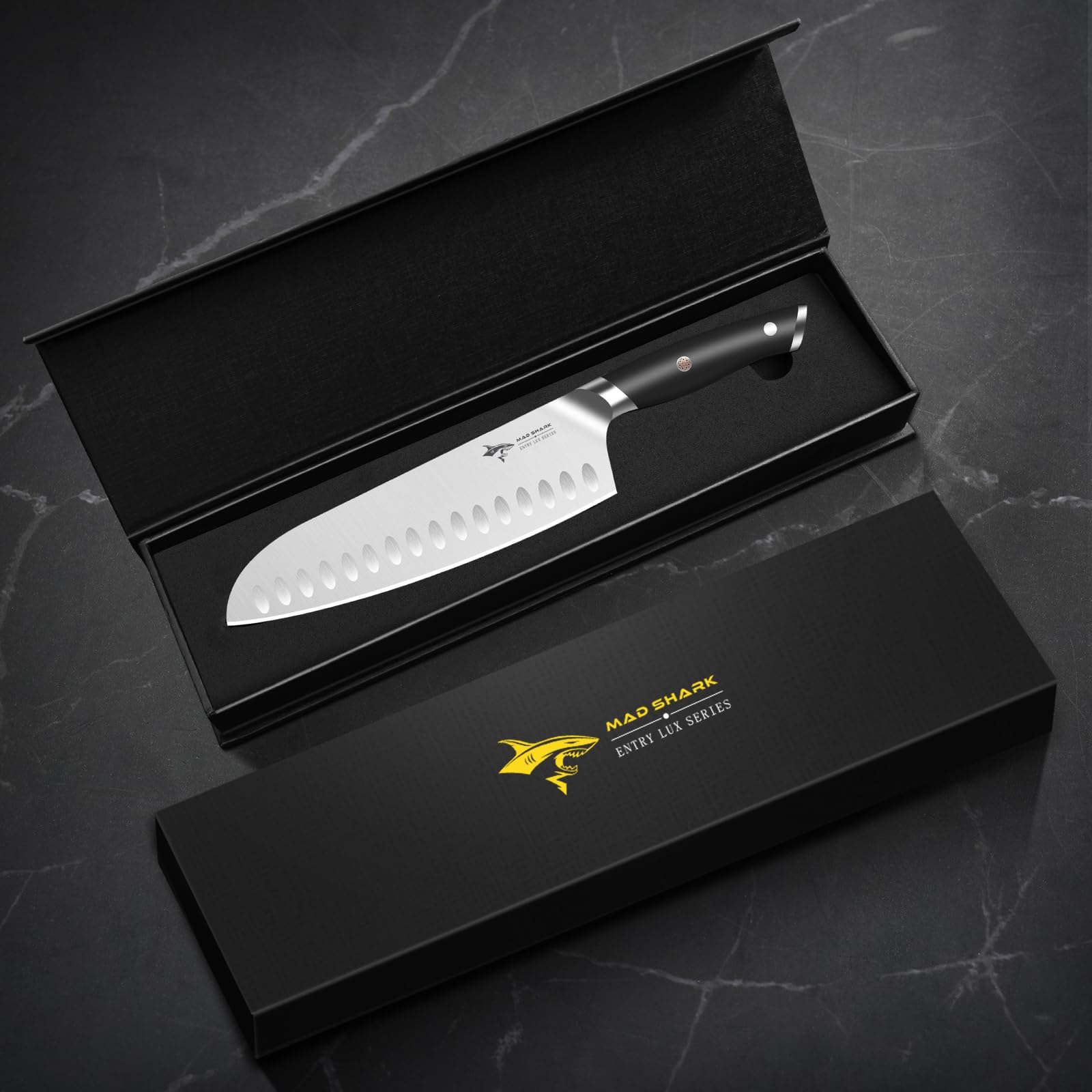MAD SHARK Santoku 8, espiga completa para mayor estabilidad