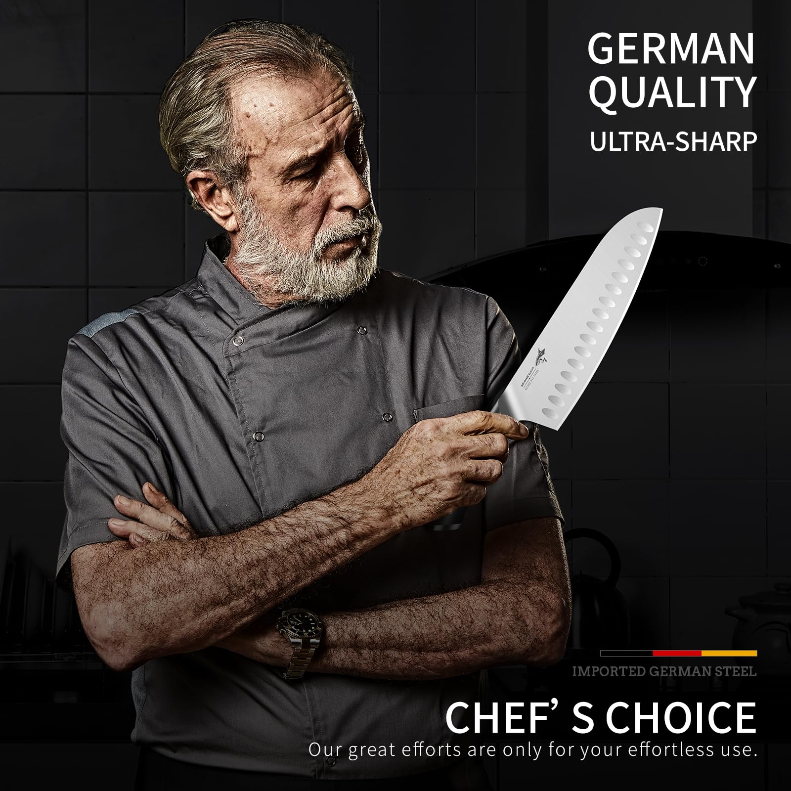 MAD SHARK Santoku 8, afilado que resiste corrosión para uso diario
