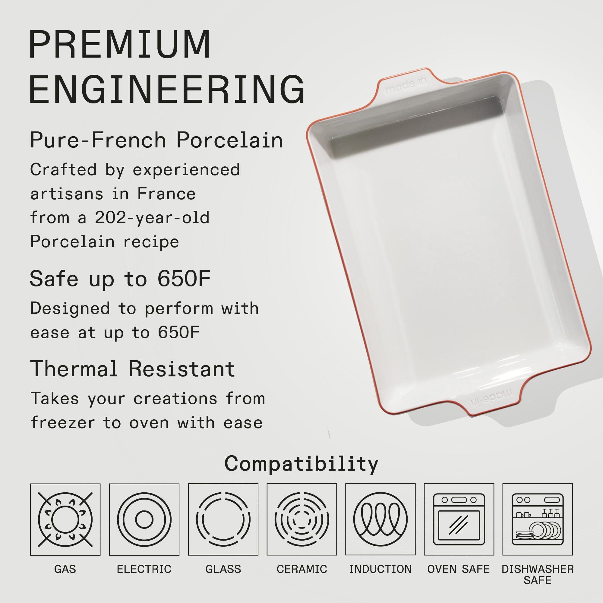 Made In fuente rectangular apto horno y microondas hasta 650 °F