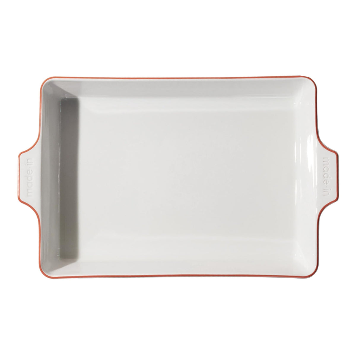 Made In bandeja rectangular hornear borde rojo para recetas crujientes y uniformes